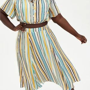 Torrid EUC sz 2 multicolored striped crop top gauze skirt set